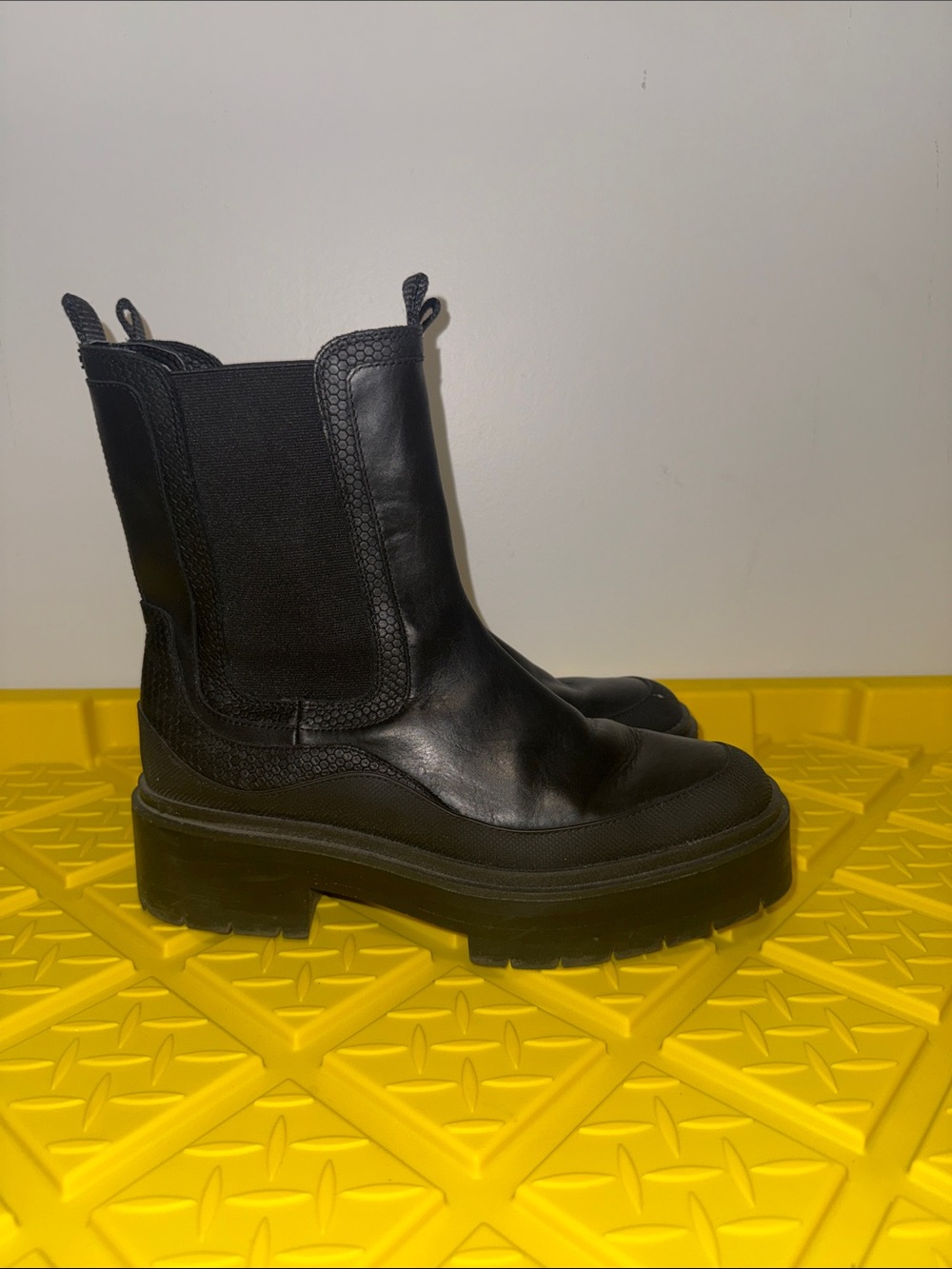 Sam Edelman Black Chunky Chelsea Platform Booties